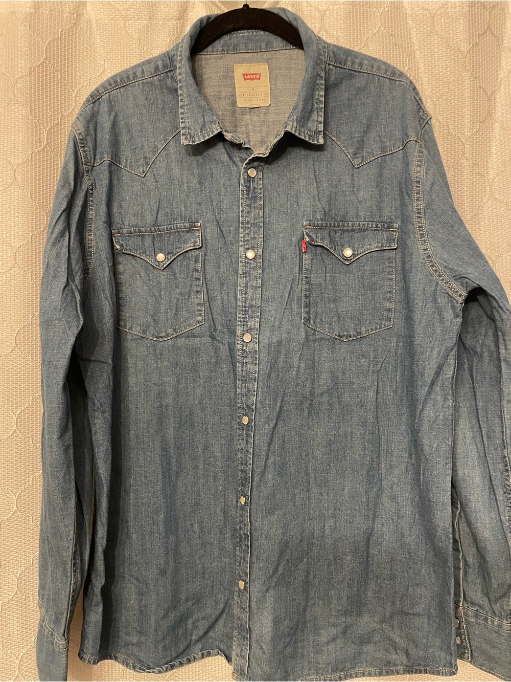 Levi's Medium Blue Western Denim Snap front Shirt with Red Logo Tag